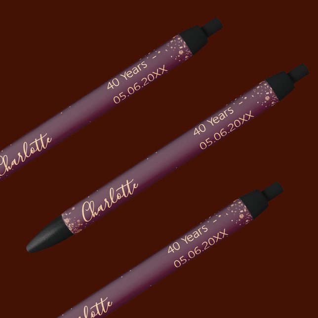 Burgundy rose gold birthday name age pen (Creator Uploaded)