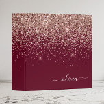 Burgundy Rose Gold Blush Pink Glitter Monogram<br><div class="desc">Rose Gold - Blush Pink and Burgundy Sparkle Glitter Script Monogram Name Binder. This makes the perfect sweet 16 birthday,  wedding,  bridal shower,  anniversary,  baby shower or bachelorette party gift for someone that loves glam luxury and chic styles.</div>