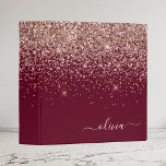 Burgundy Rose Gold Blush Pink Glitter Monogram 3 Ring Binder<br><div class="desc">Rose Gold - Blush Pink and Burgundy Sparkle Glitter Script Monogram Name Binder. This makes the perfect sweet 16 birthday,  wedding,  bridal shower,  anniversary,  baby shower or bachelorette party gift for someone that loves glam luxury and chic styles.</div>