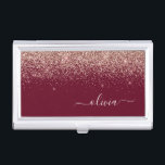 Burgundy Rose Gold Blush Pink Glitter Monogram Business Card Case<br><div class="desc">Burgundy and Rose Gold - Blush Pink Sparkle Glitter Script Monogram Name Business Card Holder. This makes the perfect sweet 16 birthday,  wedding,  bridal shower,  anniversary,  baby shower or bachelorette party gift for someone that loves glam luxury and chic styles.</div>