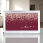 Burgundy Rose Gold Blush Pink Glitter Monogram Business Card Case<br><div class="desc">Burgundy and Rose Gold - Blush Pink Sparkle Glitter Script Monogram Name Business Card Holder. This makes the perfect sweet 16 birthday,  wedding,  bridal shower,  anniversary,  baby shower or bachelorette party gift for someone that loves glam luxury and chic styles.</div>