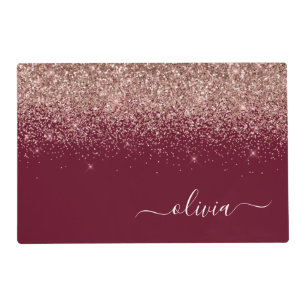 Modern abstract elegant chic gold glitter Placemat by Pink Water