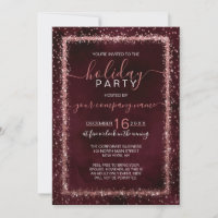 Burgundy Rose Gold Confetti Corporate Holiday