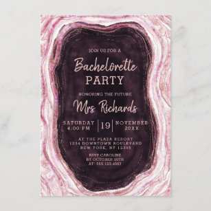 Burgundy & Rose Gold Geode Bachelorette Party Invitation