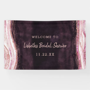 Burgundy & Rose Gold Geode Bridal Shower Welcome Banner