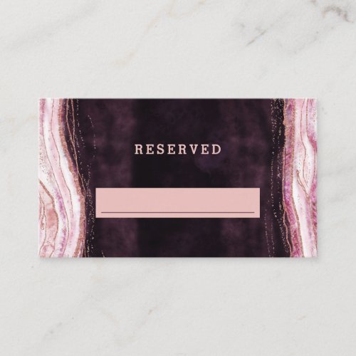 Burgundy Rose Gold Geode Reserved Seating Wedding Place Card