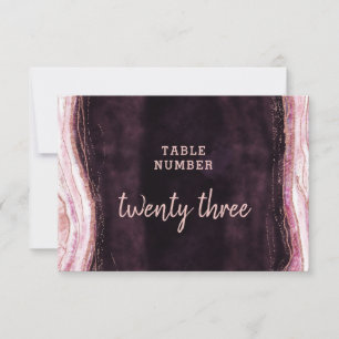 Burgundy & Rose Gold Geode Wedding Table Numbers