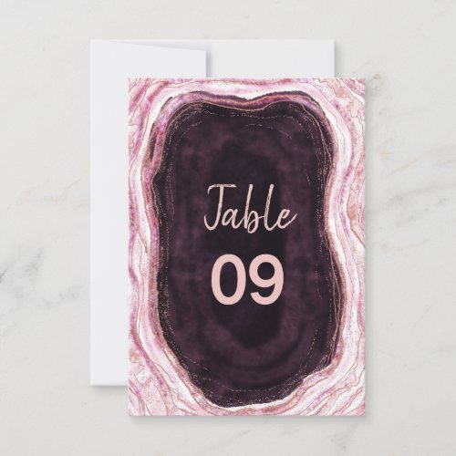 Burgundy  Rose Gold Geode Wedding Table Numbers