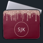 Burgundy Rose Gold Glitter Drips Monogrammed Laptop Sleeve<br><div class="desc">Blush Pink - Rose Gold and Black Faux Glitter Drips and Sparkle Elegant Monogrammed Initials Case. This case can be customized to include your initial and first name.</div>