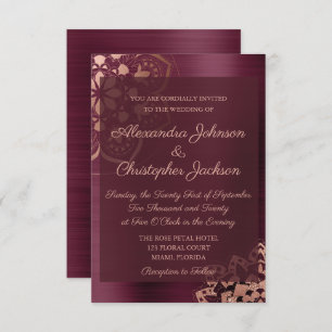 Burgundy & Rose Gold Mandala Wedding Invitation