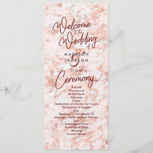 Burgundy & Rose Gold Marbled Wedding Program
