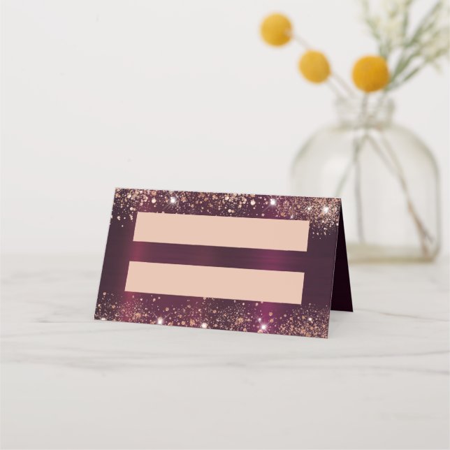 Burgundy rose gold meal choise place card (Back)