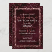 Burgundy Rose Gold Sprinkled Confetti Quinceañera Invitation (Front/Back)