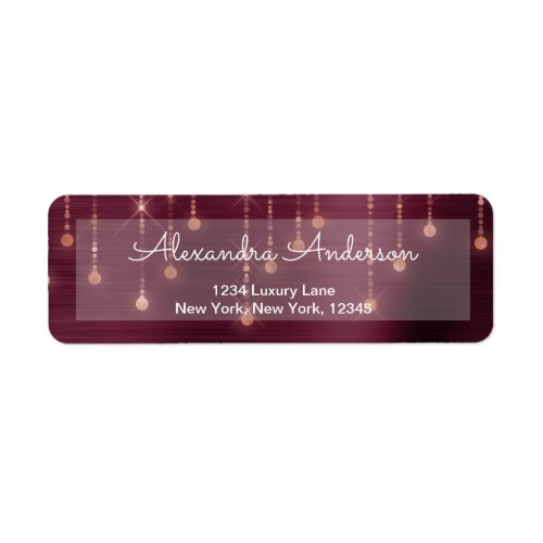 Burgundy _ Rose Gold String Light Sparkle Wedding Label