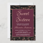 Burgundy Rose Gold Sweet Sixteen Birthday Invitation (Front)