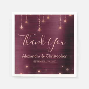 Burgundy Rose Gold Wedding Thank You Napkins