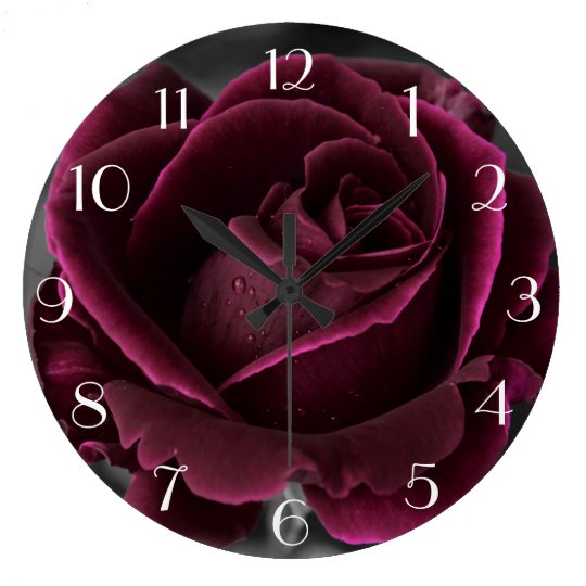 Burgundy Rose Large Clock | Zazzle.com