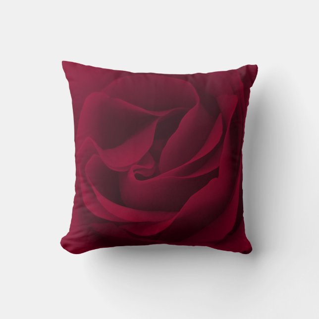 Burgundy Rose Magnified Throw Pillow (Front)
