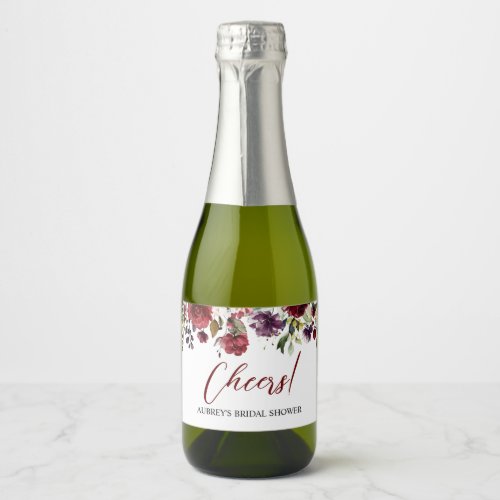 Burgundy Rose Mini Champagne Bottle Label