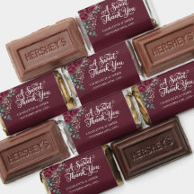 Burgundy Rose Mini Chocolate Bar Favor Label