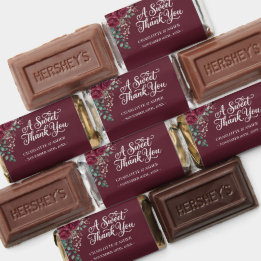 Burgundy Rose Mini Chocolate Bar Favor Label