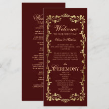Burgundy Rose Ornate Elegant Programs Wedding
