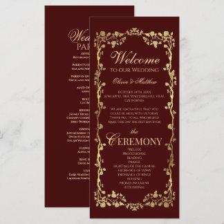 Burgundy Rose Ornate Elegant Programs Wedding