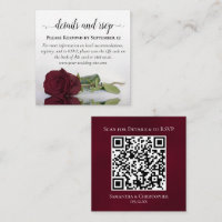 Burgundy Rose Posh Wedding Details & RSVP QR Code