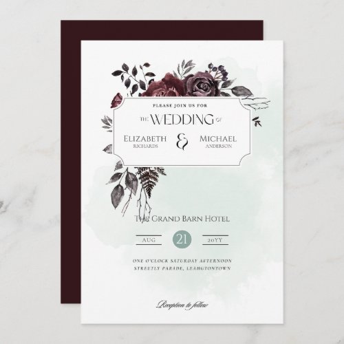 Burgundy Rose Print or Download Wedding Invitation
