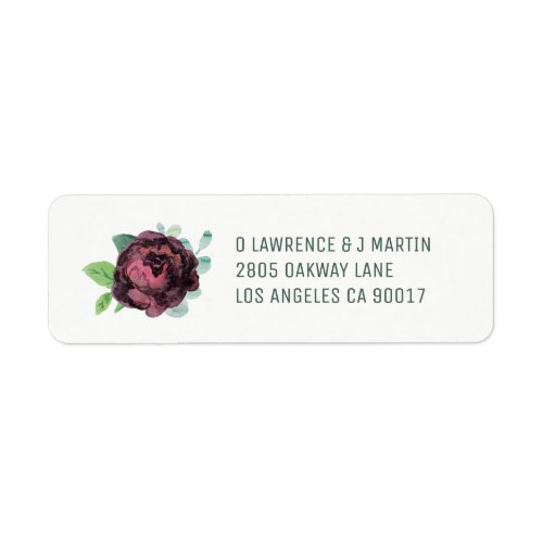 Burgundy Rose Return Address Labels