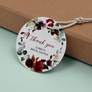 Burgundy Rose Round Favor Tags