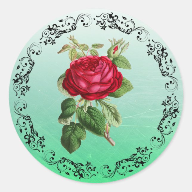 Burgundy Rose Sage Green Stickers (Front)