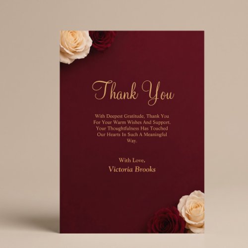 Burgundy Rose Thank You Card