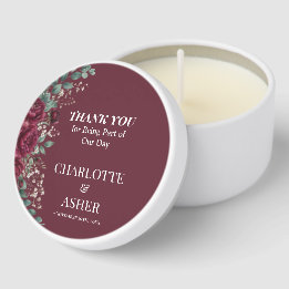 Burgundy Rose Wedding Candle Favor Sticker Mini Candle Favors