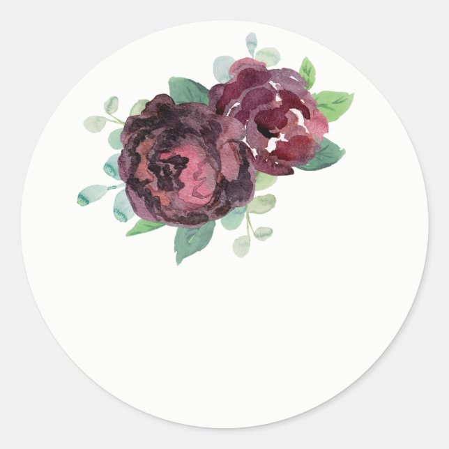 Burgundy Rose Wedding Favor Stickers (Front)