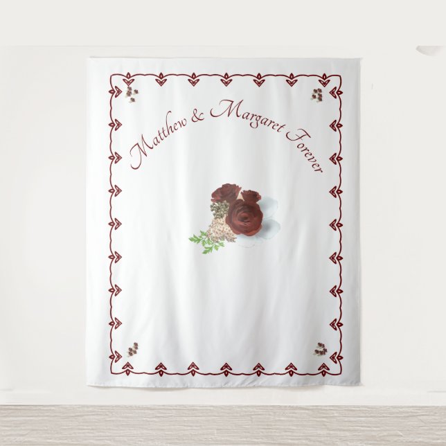 Burgundy Rose Wedding Photo Backdrop (Front)