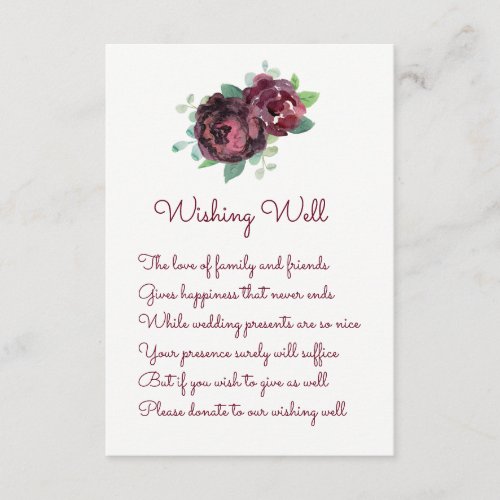 Burgundy Rose Wedding Wishing Well Cards