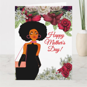 Burgundy Roses African America Mother's Day  Card