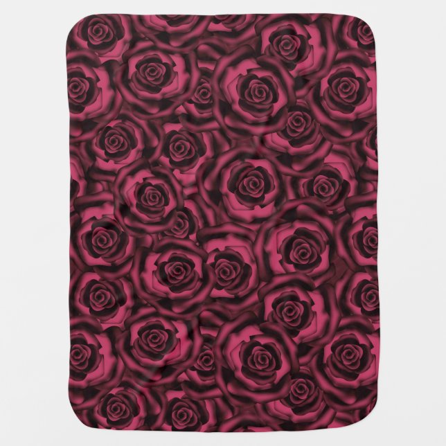 Burgundy roses baby blanket (Front)