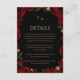Burgundy Roses Boho Wedding Enclosure Card
