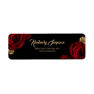Burgundy Roses Boho Wedding Label