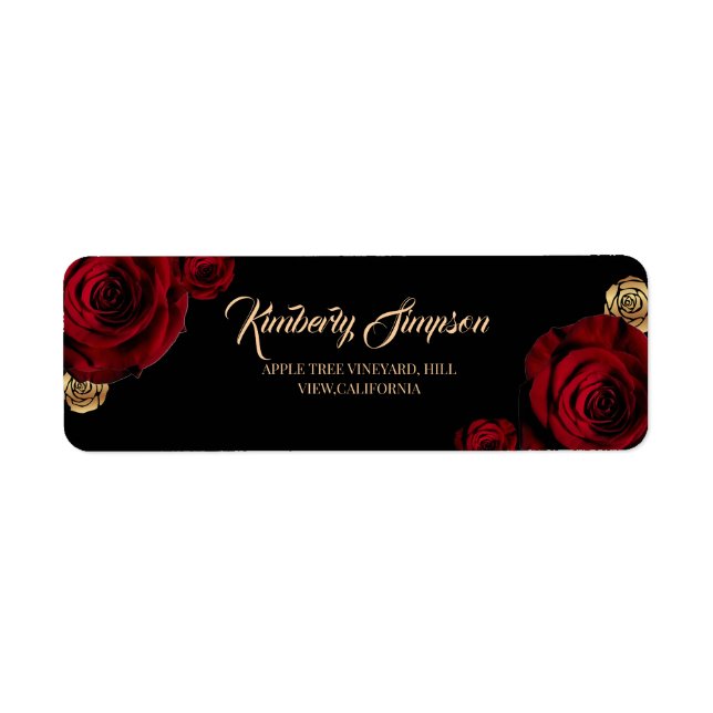 Burgundy Roses Boho Wedding  Label (Front)