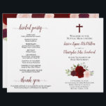 Burgundy Roses DIY Fold Catholic Wedding Program<br><div class="desc">This beautiful program is designed for a Catholic ceremony. It features a rustic boho chic design with a hand painted watercolor roses in shades of burgundy, red, and blush pink. There is a crucifix or cross, with elegant script calligraphy for the names of the couples and titles. The inside has...</div>