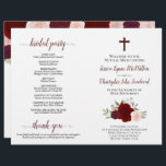 Burgundy Roses DIY Fold Catholic Wedding Program<br><div class="desc">This beautiful program is designed for a Catholic ceremony. It features a rustic boho chic design with a hand painted watercolor roses in shades of burgundy, red, and blush pink. There is a crucifix or cross, with elegant script calligraphy for the names of the couples and titles. The inside has...</div>
