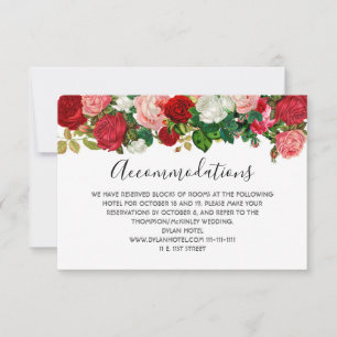 Burgundy Roses Floral Garland Flower Wedding RSVP Card