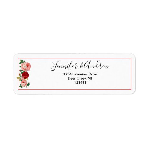 Burgundy Roses Floral  Label