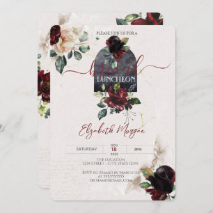 Burgundy Roses Flowers Bridal Luncheon Invitation