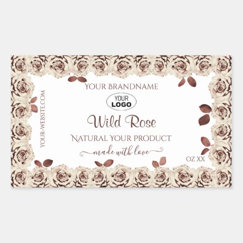Burgundy Roses on White Product Labels with Logo