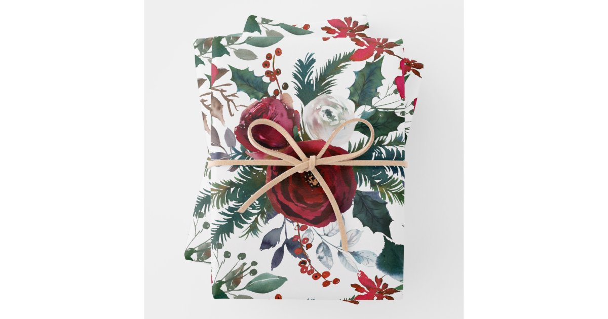 Botanical Floral Folded Wrapping Paper Dark and Moody Floral
