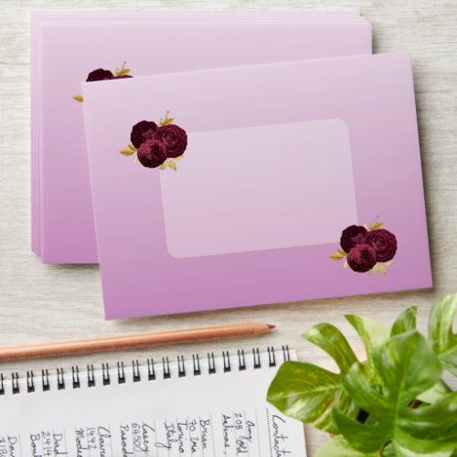 Burgundy Roses &amp; Rose Gold Glitter Sweet 16 Envelope